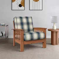 Omaha Mission Style Blue Plaid Armchair