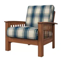 Omaha Mission Style Blue Plaid Armchair