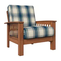 Omaha Mission Style Blue Plaid Armchair