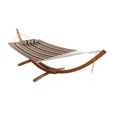 Sunnydaze 2 Person Brown Hammock with Wooden Stand
