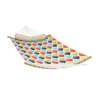 Sunnydaze Quilted Hammock with Curved Bamboo Spreader Bar and Pillow