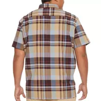 mutual weave Big and Tall Mens Regular Fit Short Sleeve Plaid Button-Down Shirt