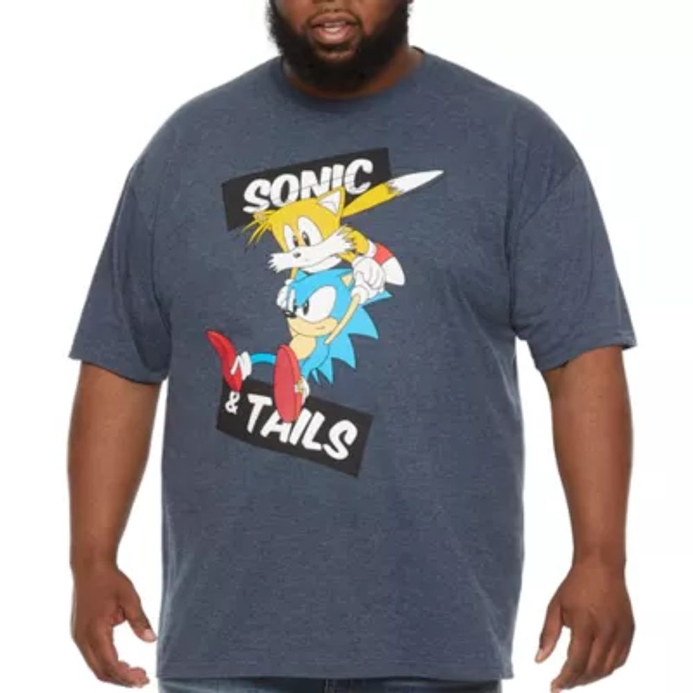 Big and Tall Mens Crew Neck Short Sleeve Classic Fit Sonic the Hedgehog Graphic T-Shirt