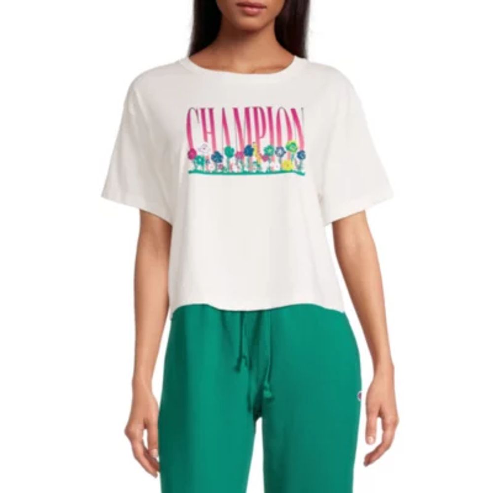 Champion Womens Crew Neck Short Sleeve Graphic T-Shirt