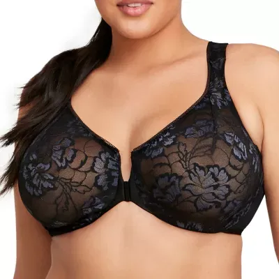 Glamorise Lacey T-Back Front-Closure WonderWire® Underwire Bra-9246