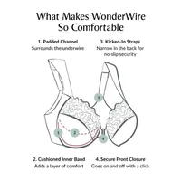 Glamorise Lacey T-Back Front-Closure WonderWire® Underwire Bra-9246