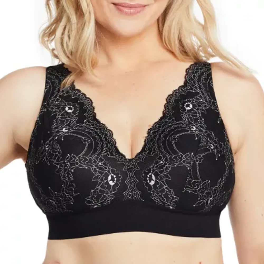BKEssentials Full Coverage Lace Lined Bralette - Women's Intimates in Black