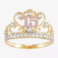 Tesoro™ Cubic Zirconia 14K Two-Tone 15 Quinceanera Ring