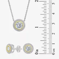 White Cubic Zirconia 10K Gold Sterling Silver Round 2-pc. Jewelry Set