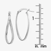 Made in Italy 14K White Gold 26mm Oval Hoop Earrings