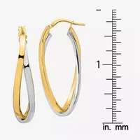 Made in Italy 14K Two Tone Gold 36.3mm Oval Hoop Earrings