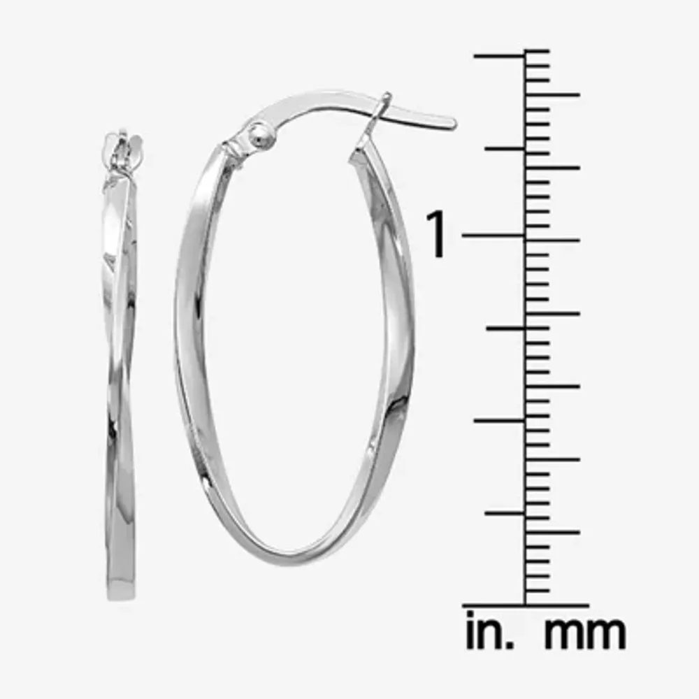 Made in Italy 14K White Gold 30mm Oval Hoop Earrings