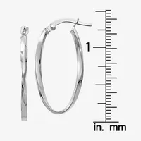 Made in Italy 14K White Gold 30mm Oval Hoop Earrings