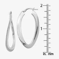 14K White Gold 38mm Oval Hoop Earrings