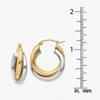 14K Two Tone Gold 14mm Round Hoop Earrings