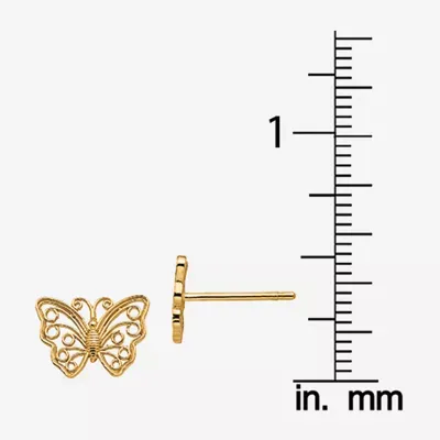 14K Gold 7mm Butterfly Stud Earrings