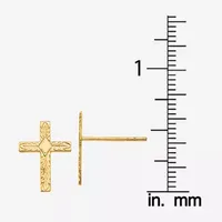 14K Gold 13mm Cross Stud Earrings