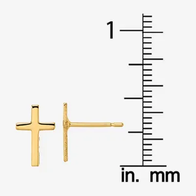 14K Gold 10mm Cross Stud Earrings