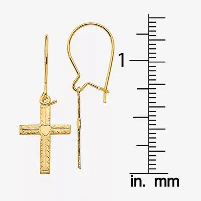 14K Gold Cross Drop Earrings