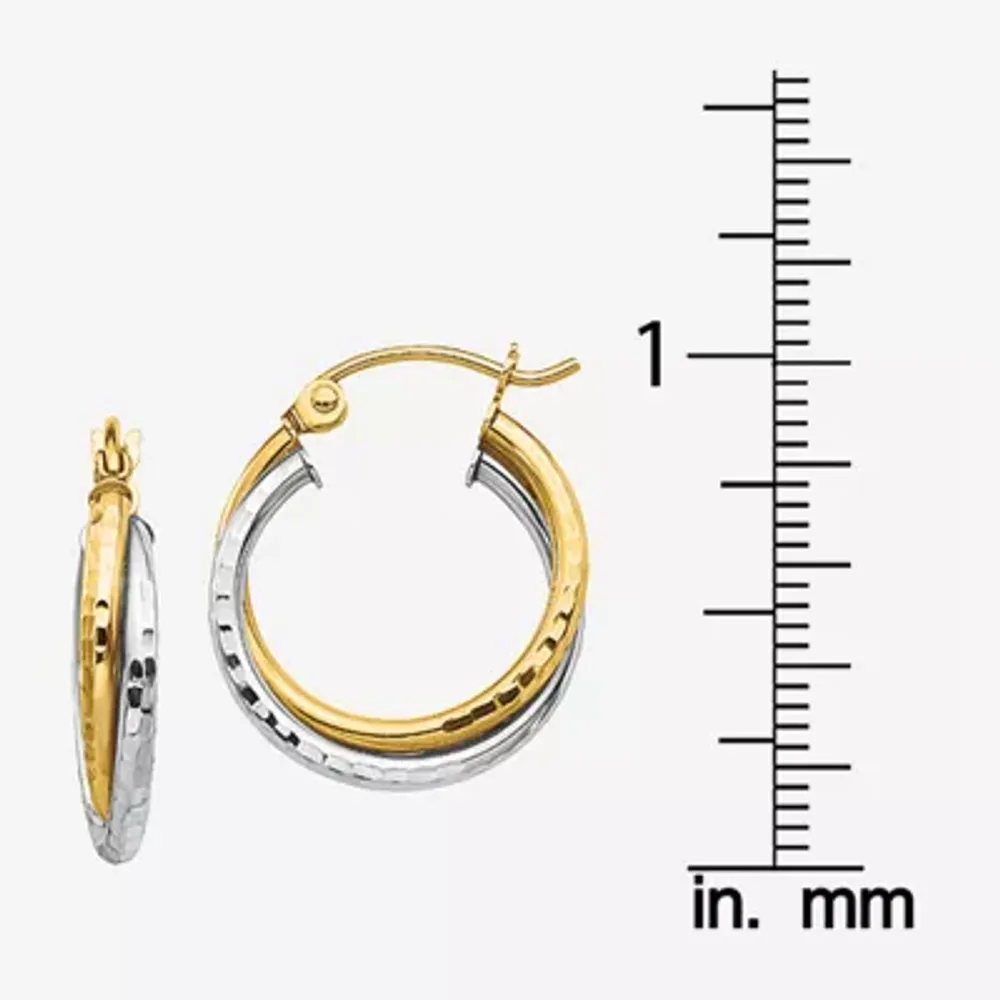 10K Two Tone Gold 19mm Hoop Earrings