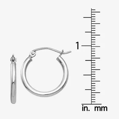 10K White Gold 13mm Round Hoop Earrings