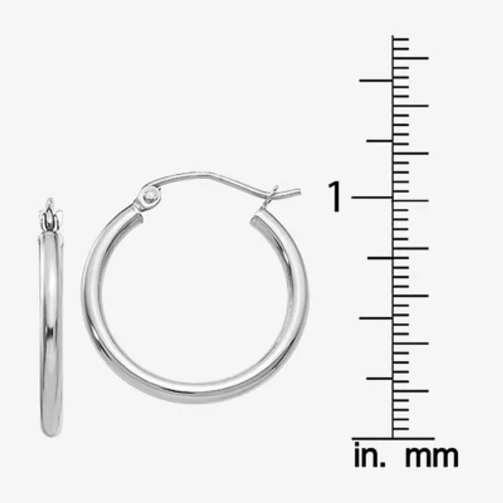 10K White Gold 16mm Round Hoop Earrings