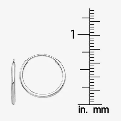 10K White Gold 15mm Round Hoop Earrings