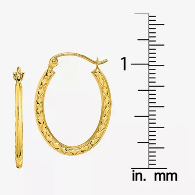 10K Gold 22mm Oval Hoop Earrings