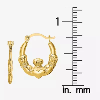 10K Gold 16mm Claddagh Hoop Earrings