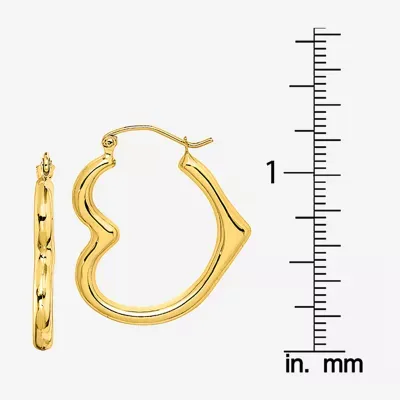 10K Gold 26mm Heart Hoop Earrings