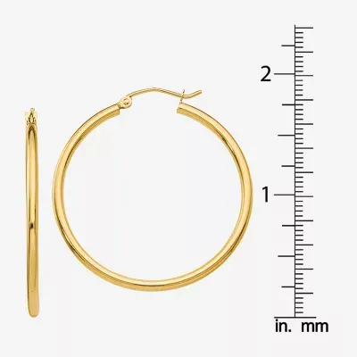 10K Gold 31mm Round Hoop Earrings