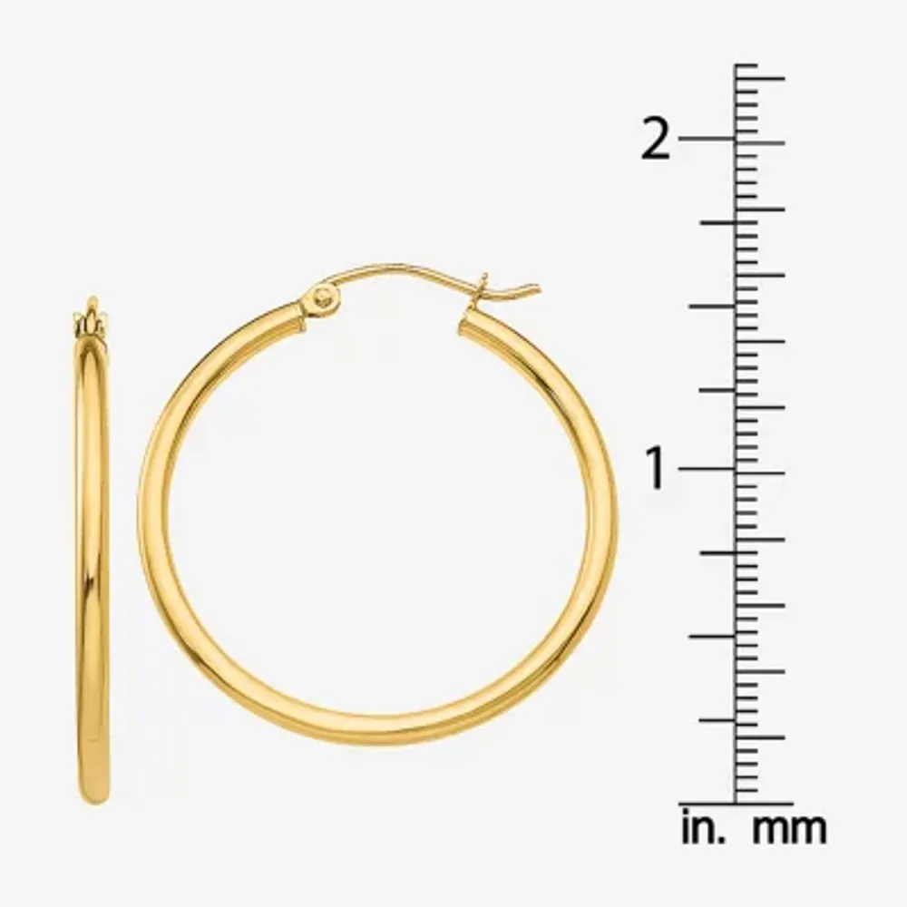 10K Gold 26mm Round Hoop Earrings