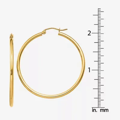 10K Gold 37mm Round Hoop Earrings