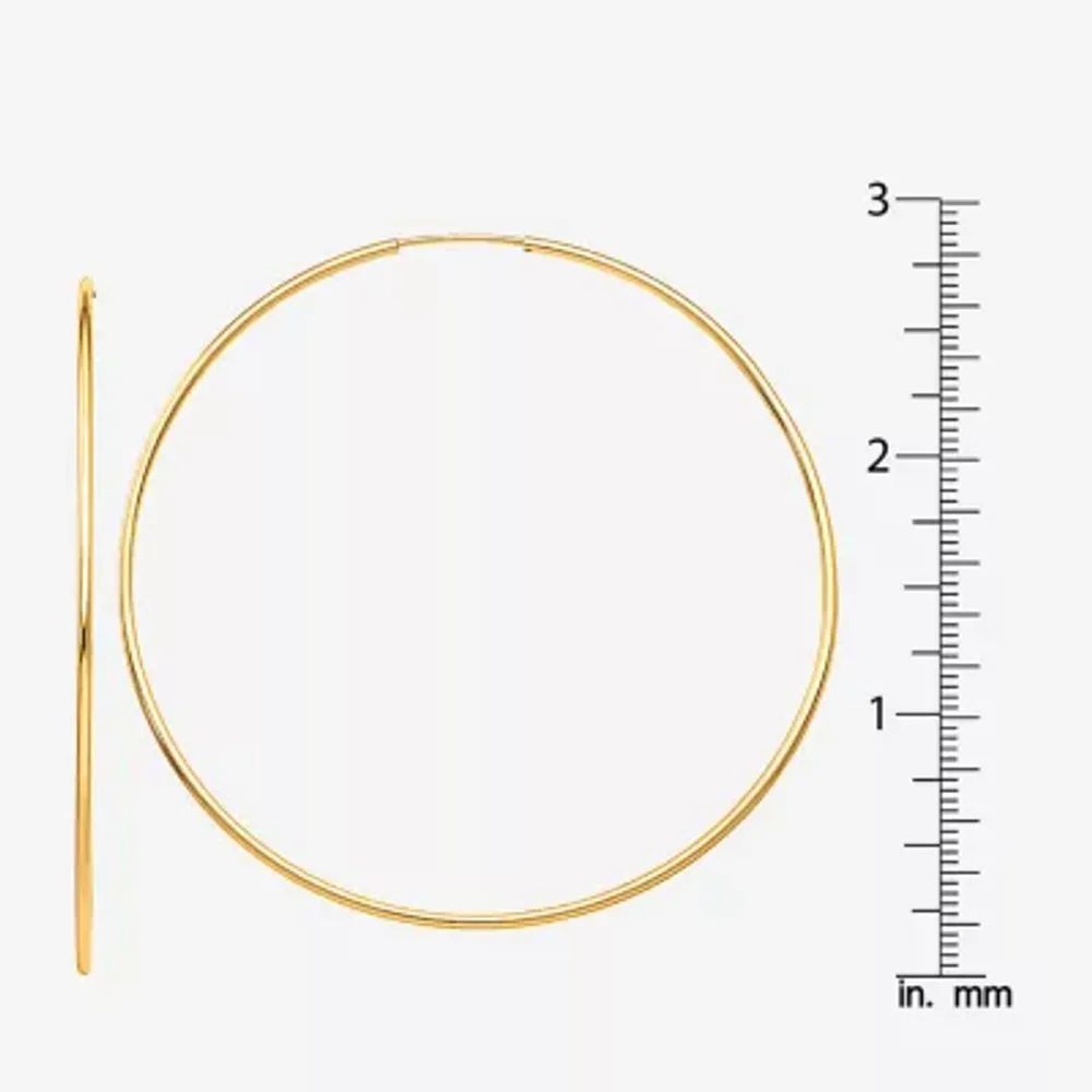 10K Gold 64mm Round Hoop Earrings