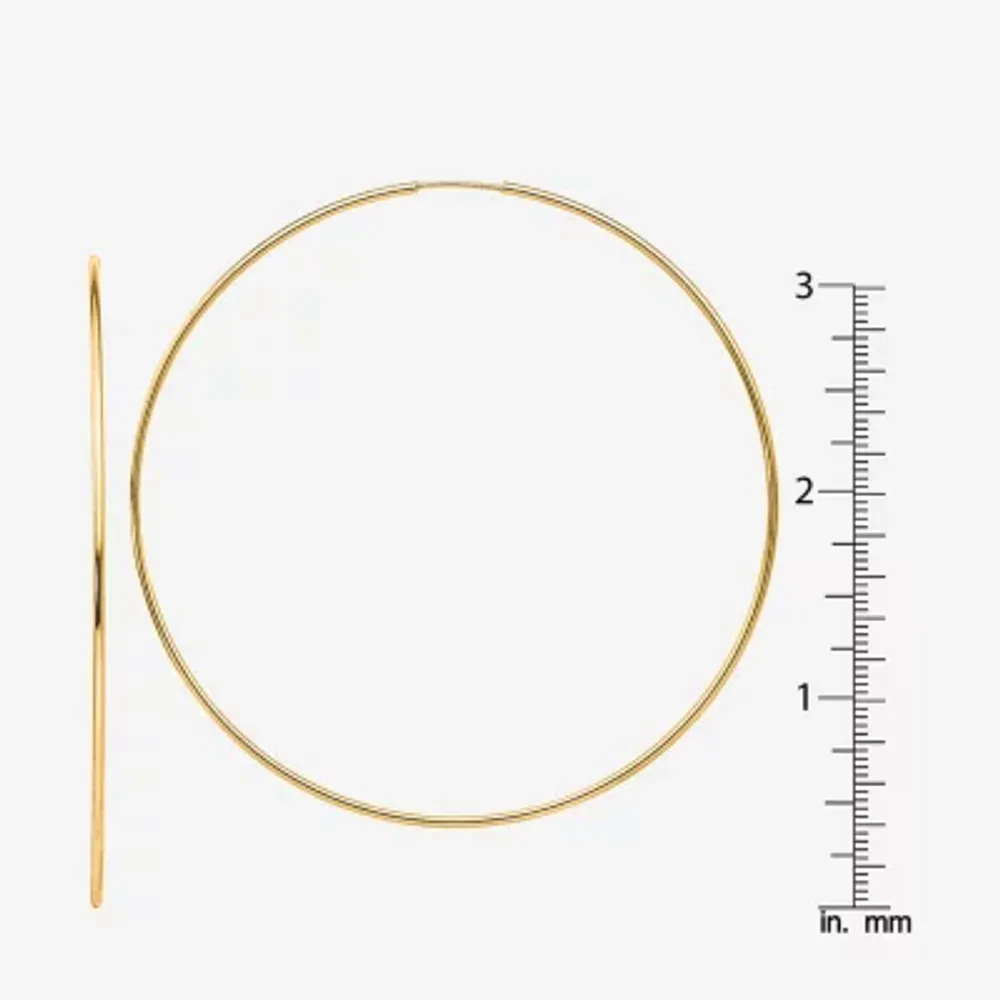 10K Gold 77mm Round Hoop Earrings