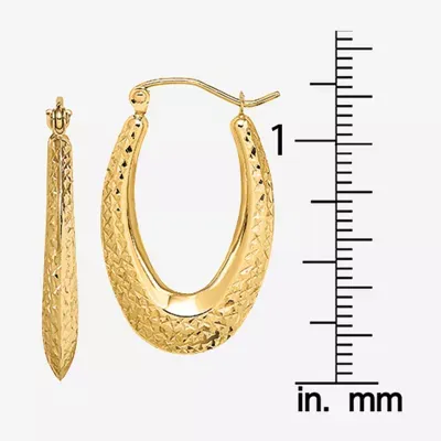 10K Gold 27mm Oval Hoop Earrings