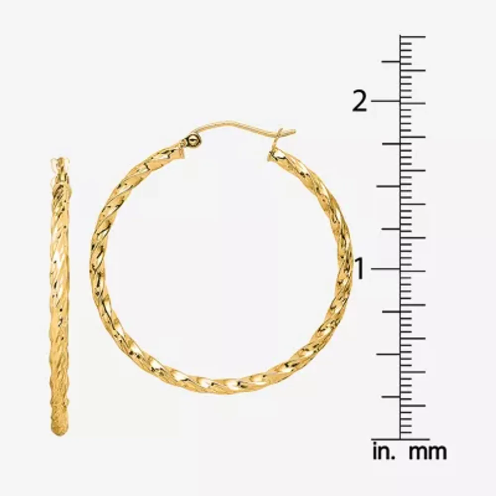 10K Gold 36mm Round Hoop Earrings