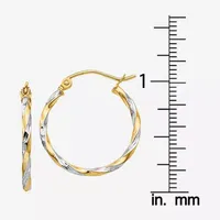 14K Two Tone Gold 21mm Round Hoop Earrings