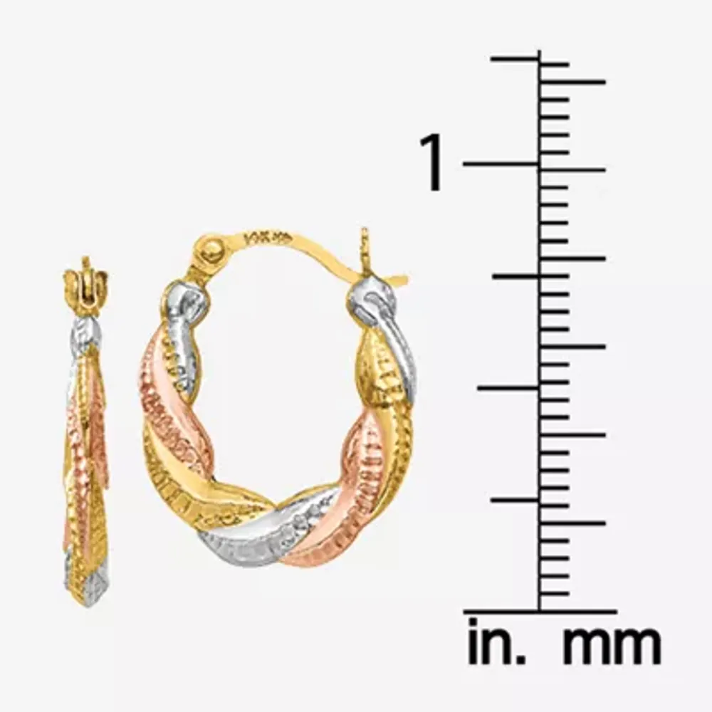 14K Tri-Color Gold 17mm Hoop Earrings