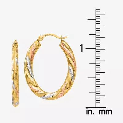 14K Gold 24mm Oval Hoop Earrings