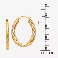 14K Gold 24mm Oval Hoop Earrings