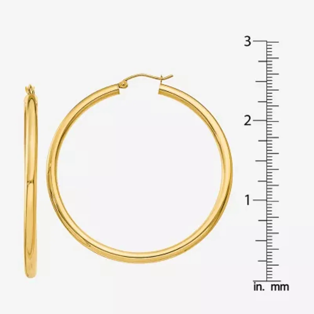 14K Gold 50mm Round Hoop Earrings
