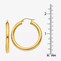 14K Gold 35mm Round Hoop Earrings