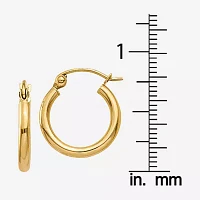 14K Gold 15mm Round Hoop Earrings