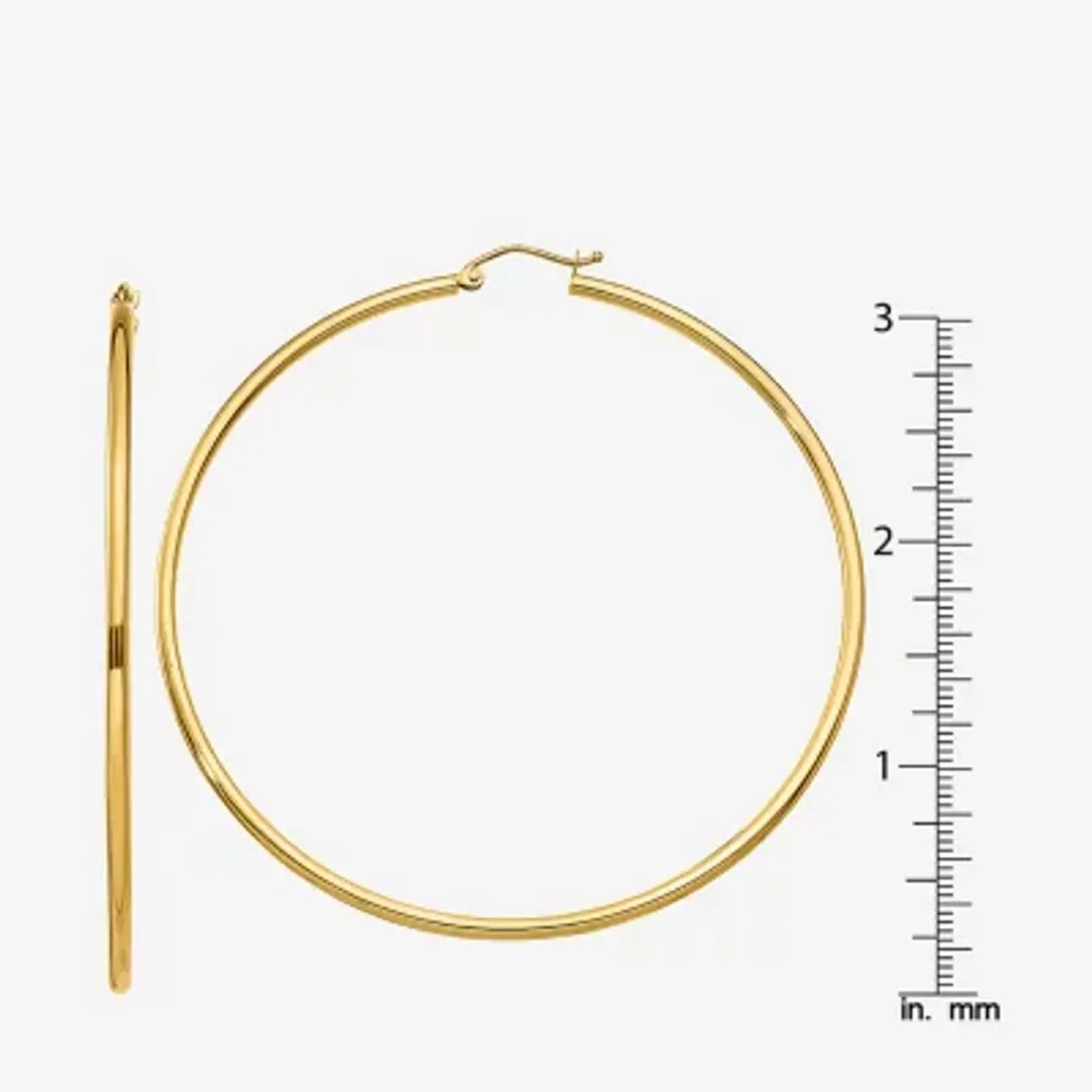 14K Gold 65mm Round Hoop Earrings