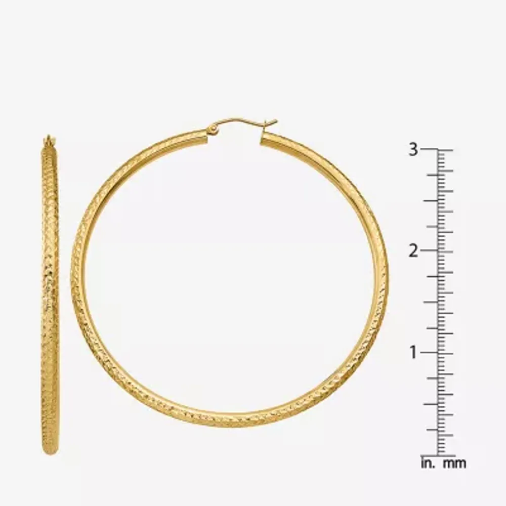 14K Gold 65mm Round Hoop Earrings