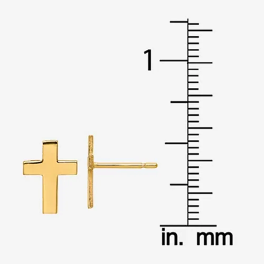 14K Gold 9mm Cross Stud Earrings