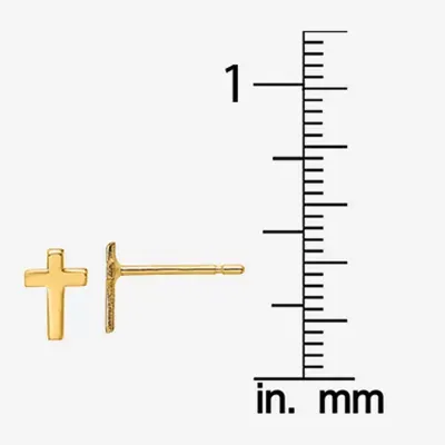 14K Gold 6mm Cross Stud Earrings