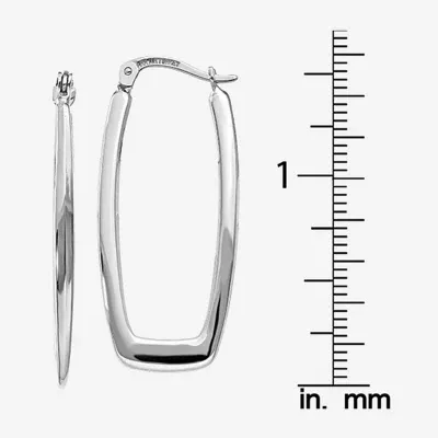 14K White Gold 11mm Rectangular Hoop Earrings