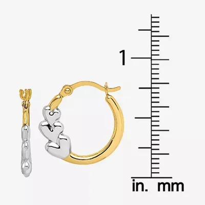 10K Two Tone Gold 16mm Heart Hoop Earrings